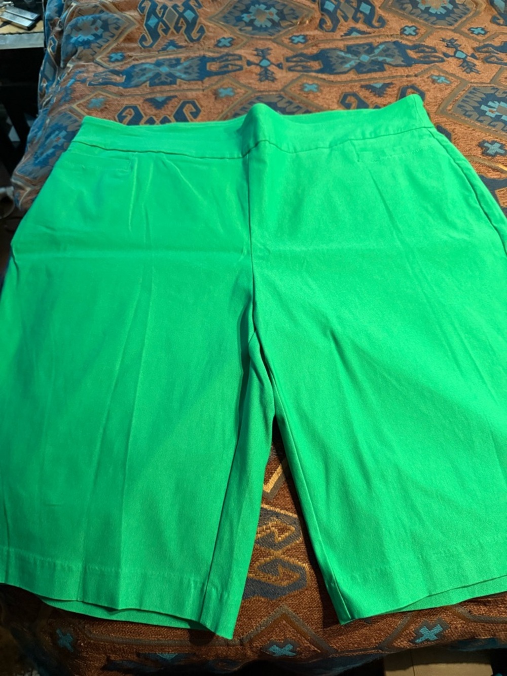 Kim Rogers Bright Green Pull-On Bermuda Shorts